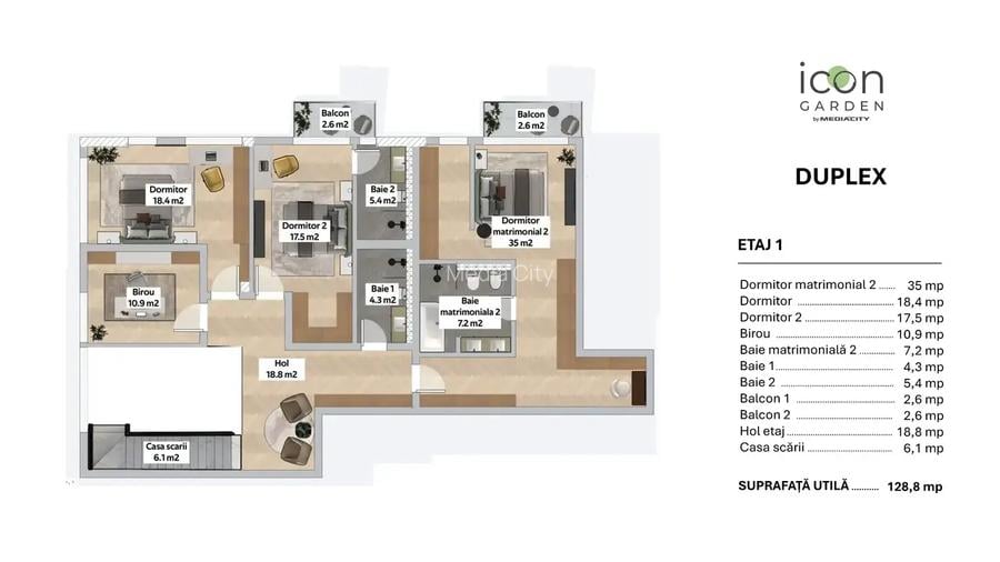 Duplex - 6 camere, ansamblu nou, finalizat, în Moșilor - 27