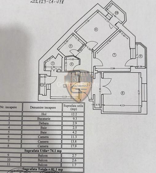 3 Camere, Capitol Bd Mamaia 81mp, 3 balcoane, etaj 4/4, centrala gaz, 2 bai, A/C - 20