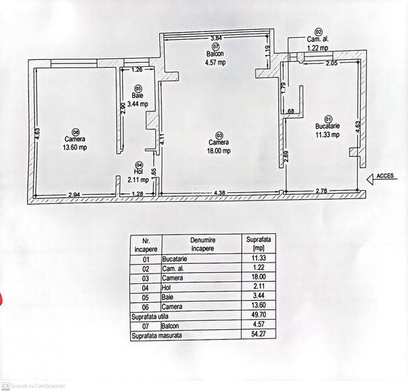 Apartament 2 camere - 54,27 mp - Zona Girocului - 1