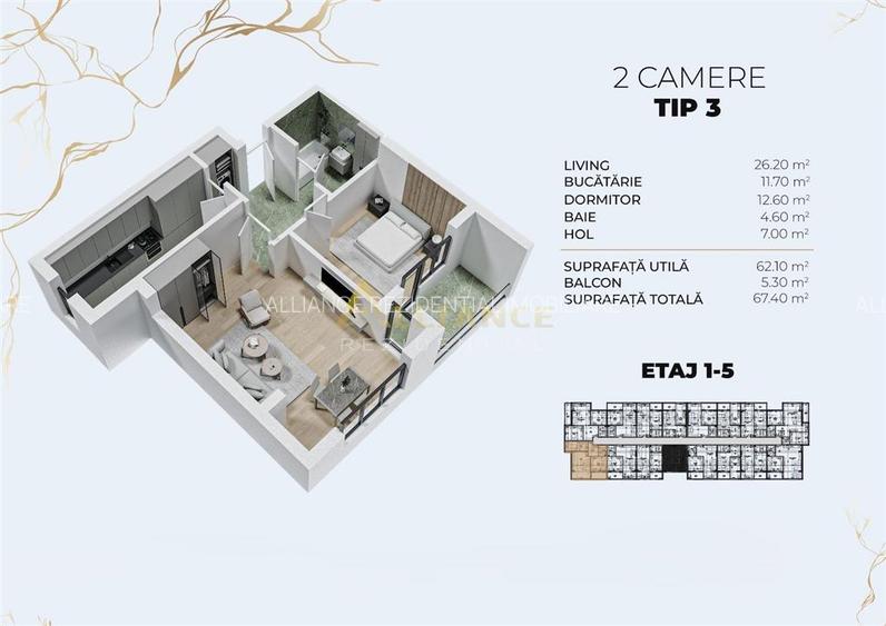 Apartament 2 camere decomandat  – Pop. Leordeni || Biruintei || 15 min Metrou B - 2