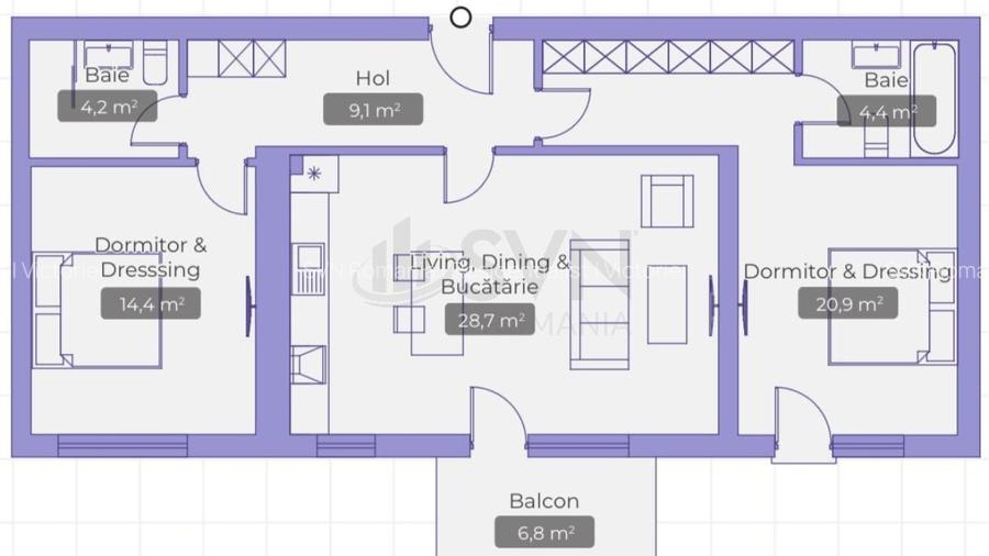 REA1028714 Apartament 3 camere Erou Iancu Nicolae Jollie Ville - 3