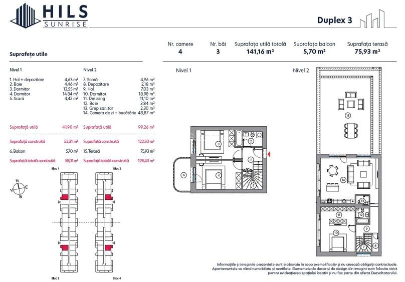Duplex  cu terasa | Tip 3 | HILS Sunrise | Ansamblu cu Pre-certificare GREEN - 1