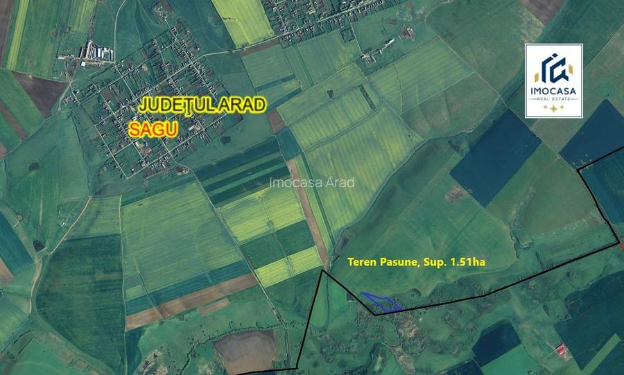 Teren extravilan de vânzare agricol, pășune, Sagu Jud. Arad, 5,42 ha - 3