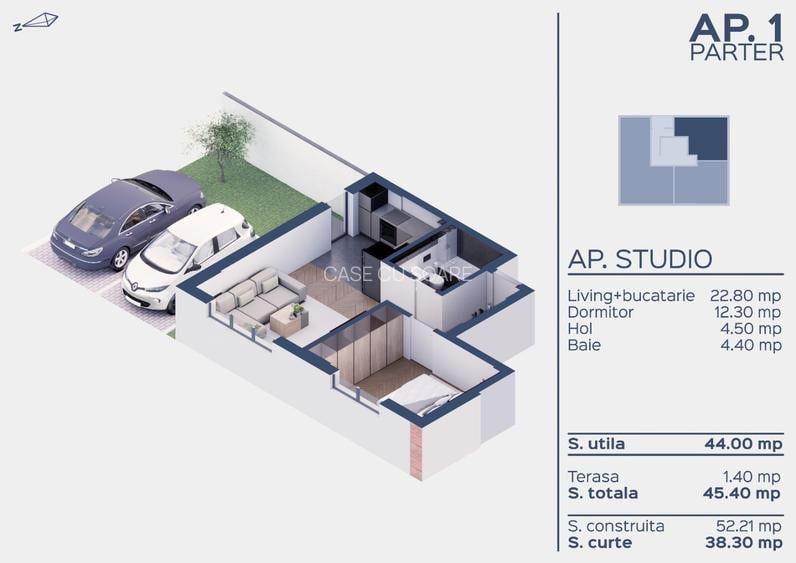 Drumul Ghindari-Studiou NOU cu gradina si loc de parcare-Comision 0% - 6