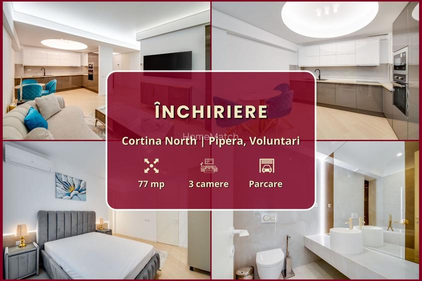 Cortina North || 3 camere || Finisaje de lux || Parcare || Comision 0% - 2