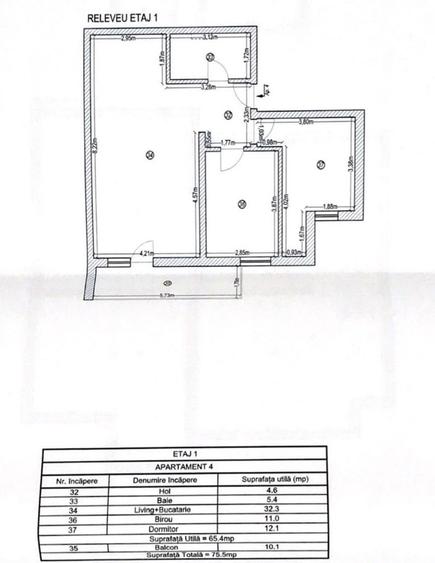 Apartament cu 3 camere si un loc de parcare