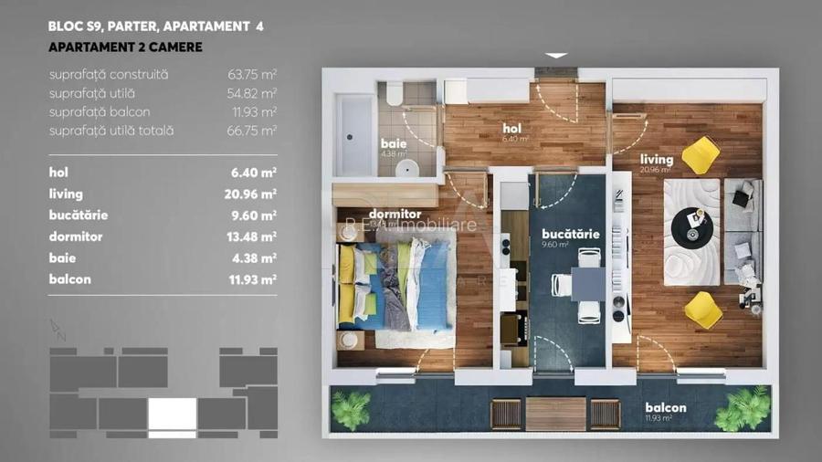 2 Camere cu chirias -  63,75mp  - Grand Kristal Residence - 12