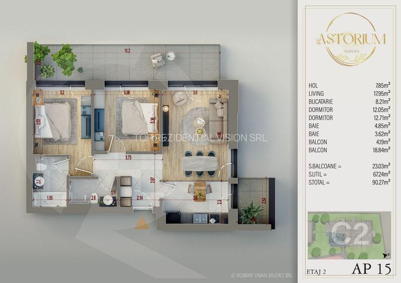 AP 3CAM. + CU LOC DE PARCARE INCLUS(SUBTERAN) / ASTORIUM GARDEN! - 3
