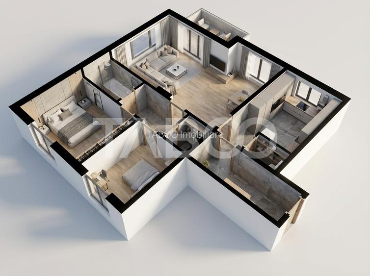 Apartament decomandat de vanzare 80mp 3 camere 2 bai zona C Dumbravii - 1