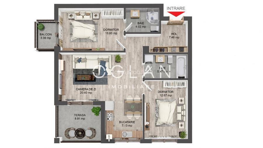 Apartament 3 camere, 2 bai,loc de parcare si boxa de depozitare  0% Comision - 8