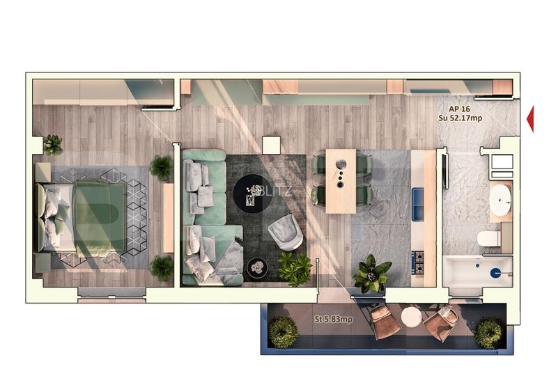 Apartament 2 Camera, 52 mp, Semifinisat, Zona Dorobantilor - 2