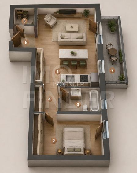 2 camere premium cu terasa generoasa | design elegant | complet mobilat - 16