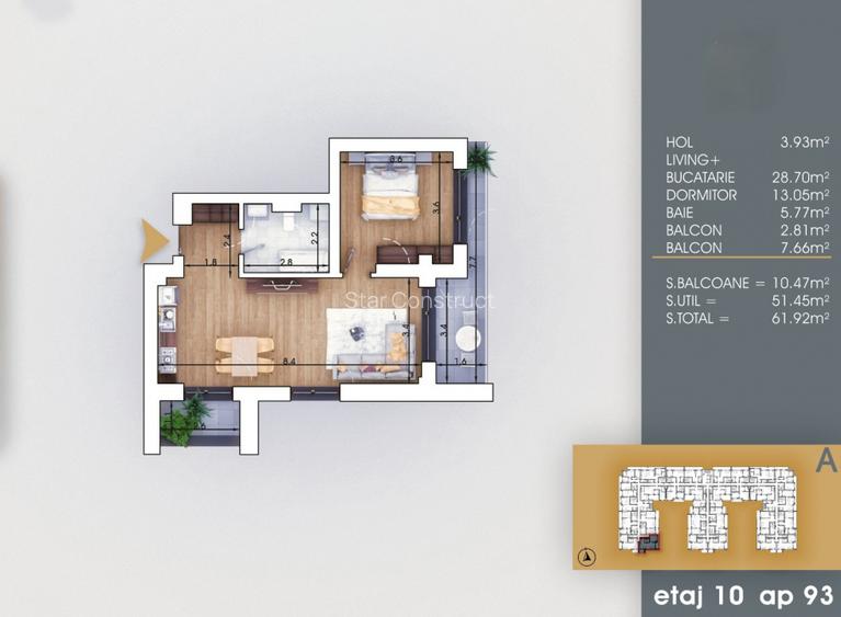 Titan Pallady - 2 camere modern, Metrou Teclu 7  minute, 2 balcoane - 2