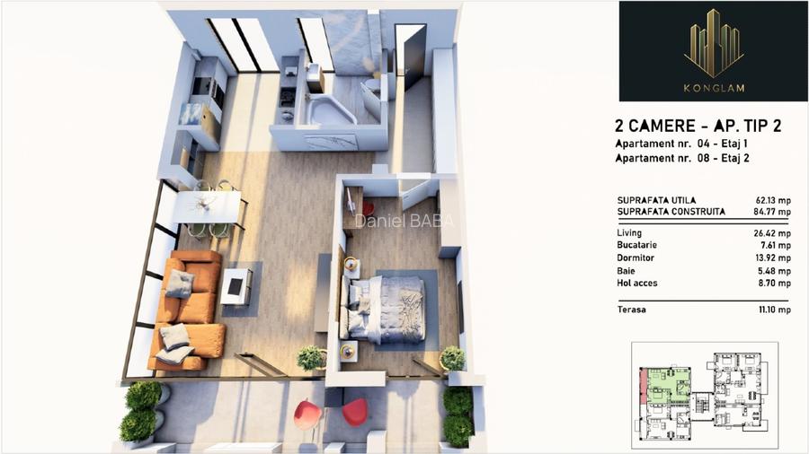 Direct dezvoltator — Apartament 2 camere - bloc nou P+3 - Strada Alunis - 6