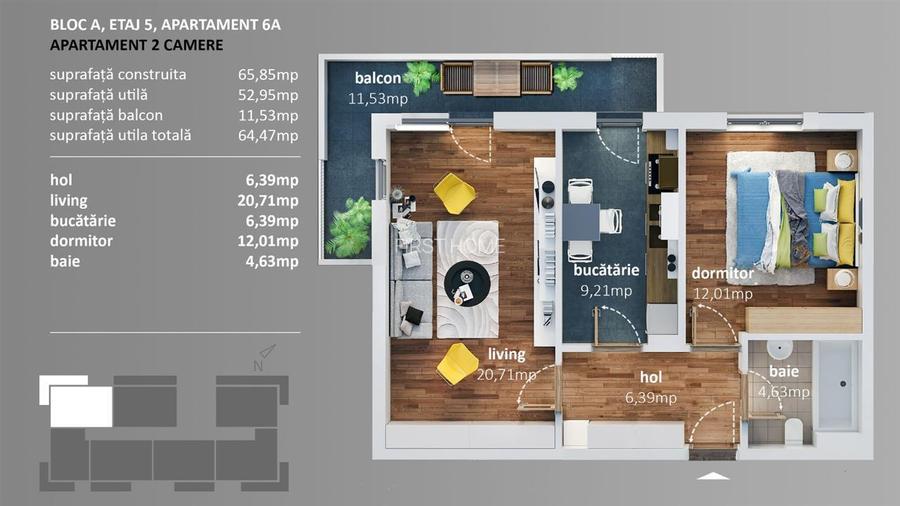 Ap 2 camere 65 mp utili, EXPRESS Residence, BLOC NOU, str Cotesti - 7