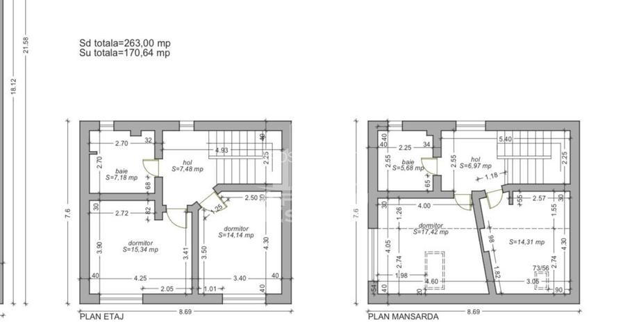 Casa individuala, 6 camere, 3 bai, garaj,acces auto, teren de 411 - 23