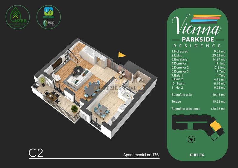 Apartament excelent tip duplex, 4 camere + terasa - Bd.Metalurgiei - 11