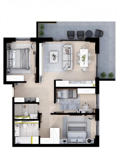 Apartament cu 4 camere nou tip Roma de vanzare, Prima Urbana 3-Oradea