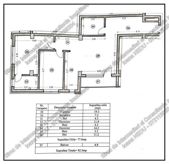 🙋 Kamsas🔸 3 Camere Decomandate 82,50m² Centrala Finisat Etaj 1