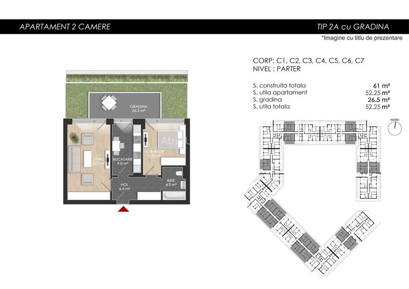 2 camere decomandat +Gradina proprie – Zona Mall Colosseum - 1