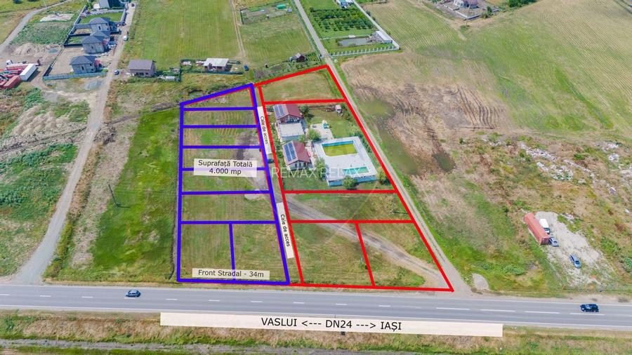 Teren Intravilan de Vânzare 4,000mp Deschidere la DN24 intrare Vaslui - 2