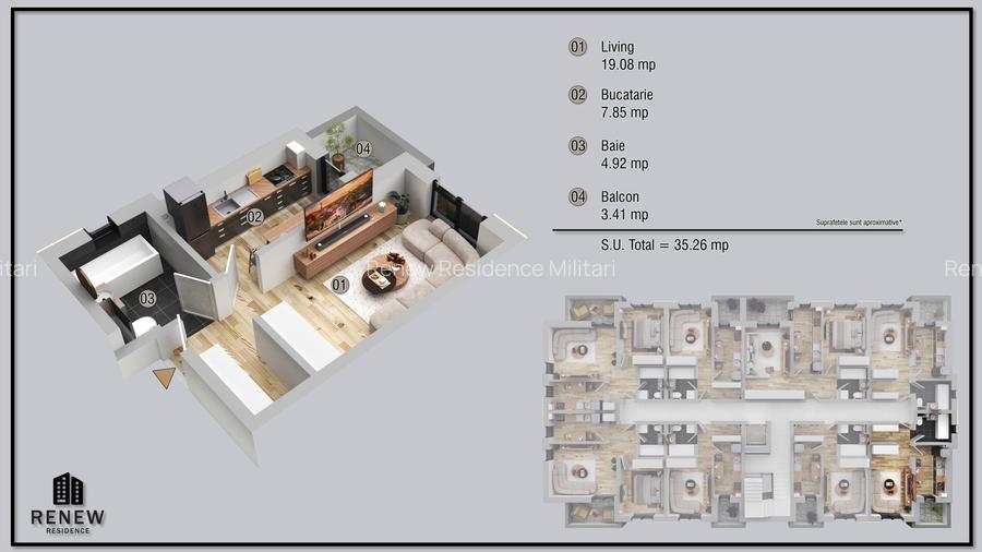 Garsoniera decomandata Renew Residence Militari - 1