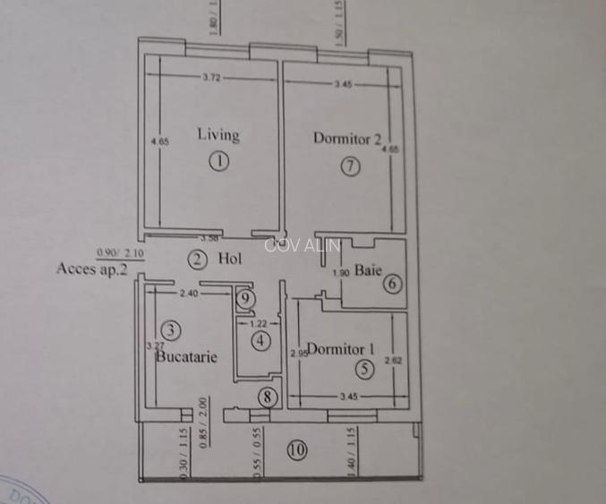 Apartament 3 camere in str Codrii Cosminului, decomandat, parter,balcon 11,04 mp - 12