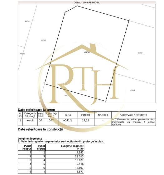 Oferim spre vanzare parcela pentru duplex,  Giroc, suprafata 507 mp, 2 fronturi - 10