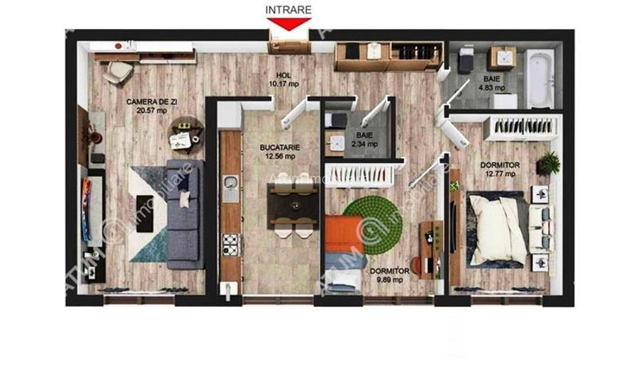Apartament cu 3 camere 2 bai si parcare privata in Selimbar zona Brana - 14