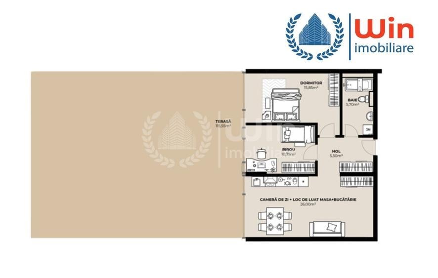 Proiect Nou!Apartament 3 camere | Et. 2 | Terasa 115mp | Dambul Rotund