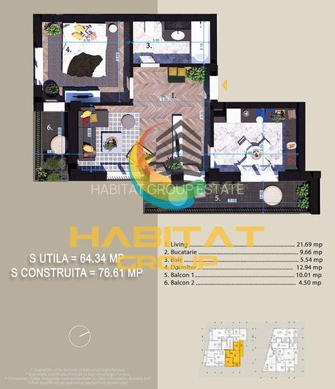 Pallady 2 camere 50 mp + terasa 14 mp langa Parcul Teilor - 2