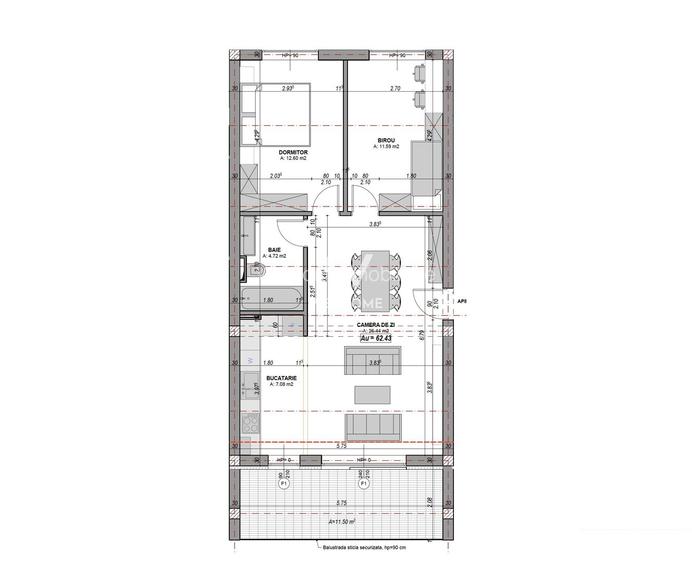 Apartament 3 camere cu balcon, aer conditionat - finisat la cheie - 7