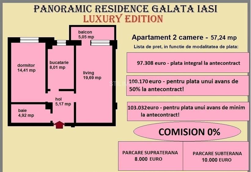 Apartament 2 camere de vanzare in Iasi, Galata, 57,24 mp, bloc nou - 2
