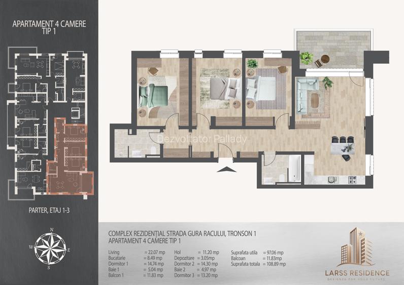 Apartament 4 camere zona Theodor Pallady | metrou N.Teclu 10 minute - 2
