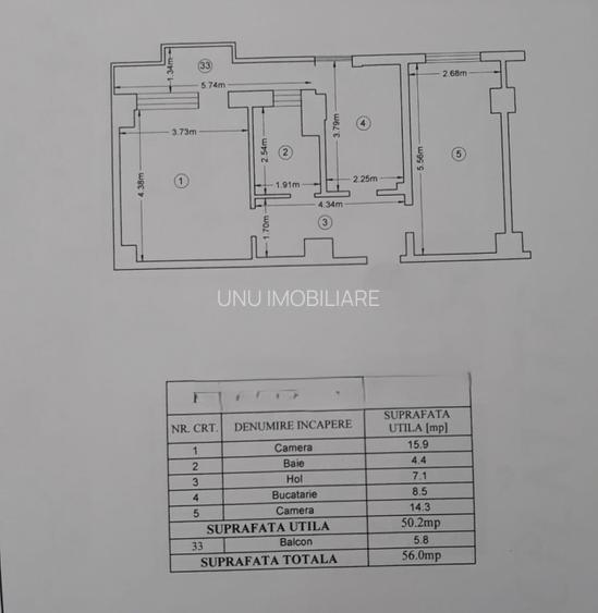 Tatarasi Kaufland-2 Camere Decomandat  56mp-bloc nou intabulat - 2