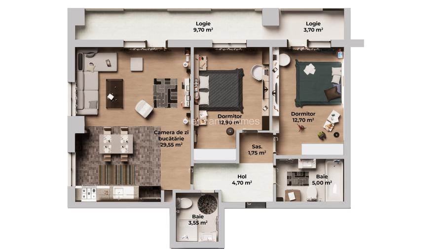 Apartament 3 camere, 70,15 mp, parter – Calea Surii Mici - 8