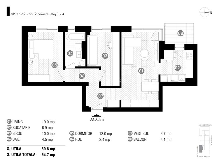 Apartament 2 camere + birou | Antracit X Coandă | Bucătărie închisă - 1