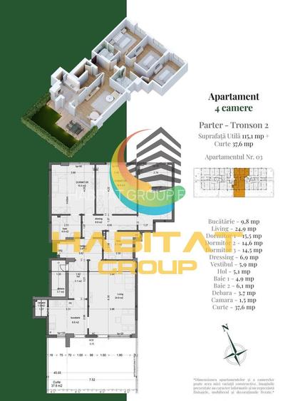 Pallady 4 camere 115 mp + curte 38 mp in bloc tip Boutique - 2