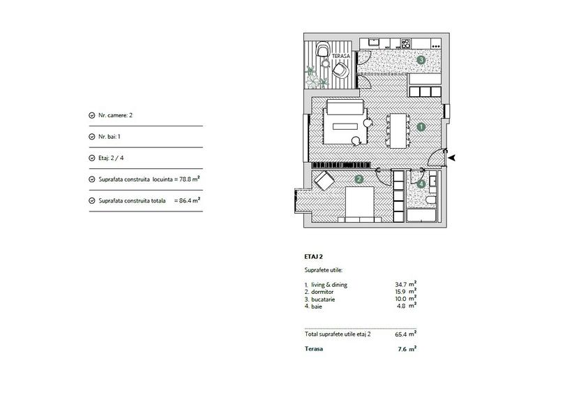 Apartament - 2 camere - PRIMA INCHIRIERE - Avalon Estate-Pipera - 1