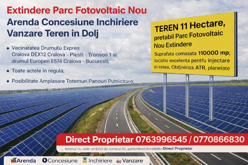 Teren  / inchiriere /concesionare / arenda pretabil parc fotovoltaic vanzare - 13