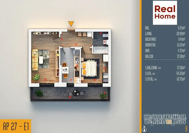 2 Camere Decomandat Terasa 13 mp Pallady  Finalizare 2026 Pret Lansare - 3