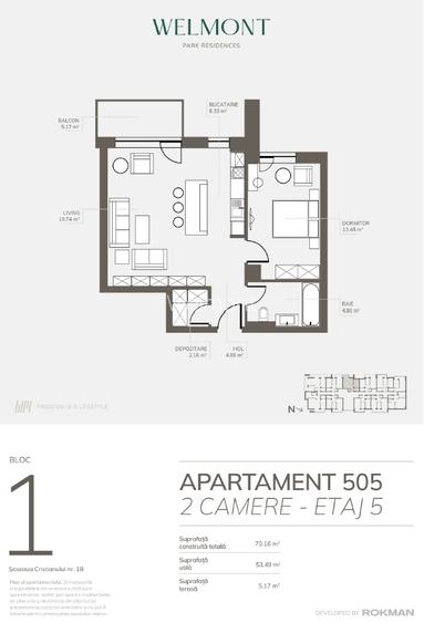 Dezvoltator, Apartament doua camere open space , Welmont/Rokman - 6