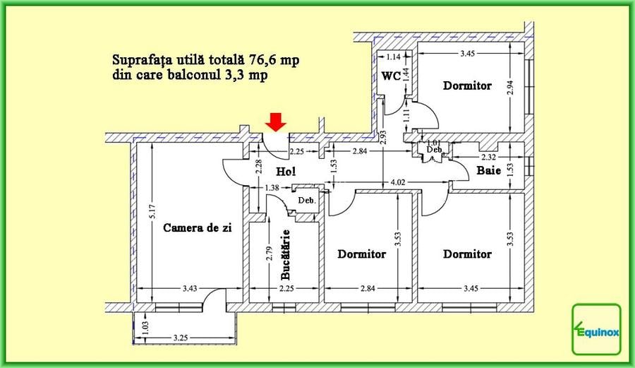 Apartament cu 4 camere de vțnzare, Republicii-8 Martie, ECX56163 - 1