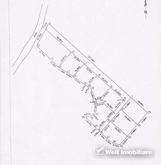 Teren 5300mp, 9 loturi, construibil, parcelat - intrare Chinteni - Unirii - 2