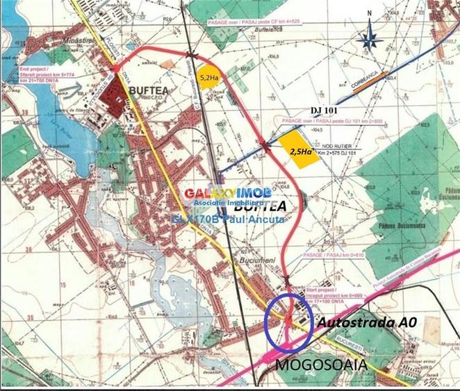 Teren 25000 mp la sosea Buftea Corbeanca utilitati zona Mixta - 6