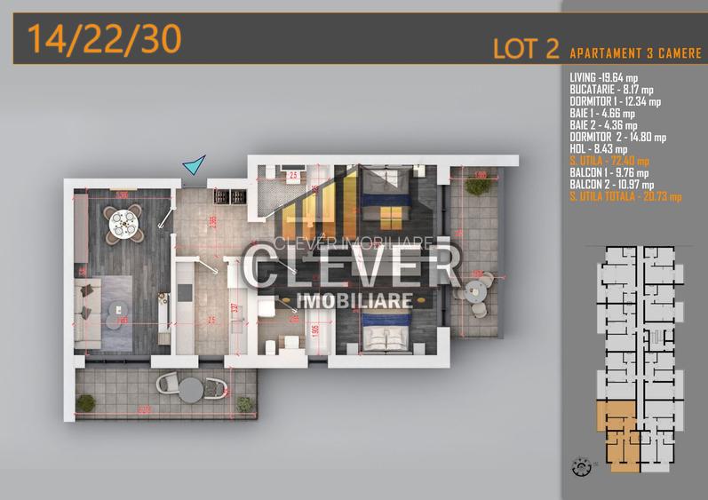 Apartament 3 Camere Decomandat, 2 balcoane, Comision 0%, Pallady - 2