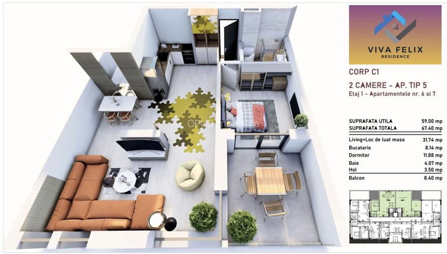 Apartament 2 camere, finisat premium, VIVA RESIDENCE FELIX - 13