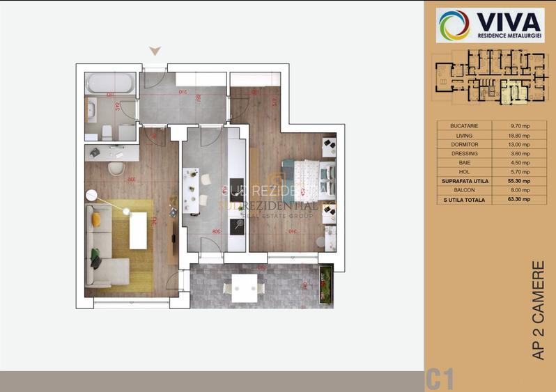 Vanzare apartament decomandat, 2 camere+dressing - Aparatorii Patriei - 9