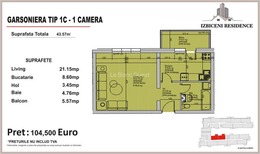 Garsoniera TIP C in complex Izbiceni Residence - 2