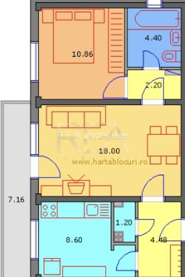 2 camere, 3/8, 57mp, bloc 1980, anvelopat-Gorjului - 8